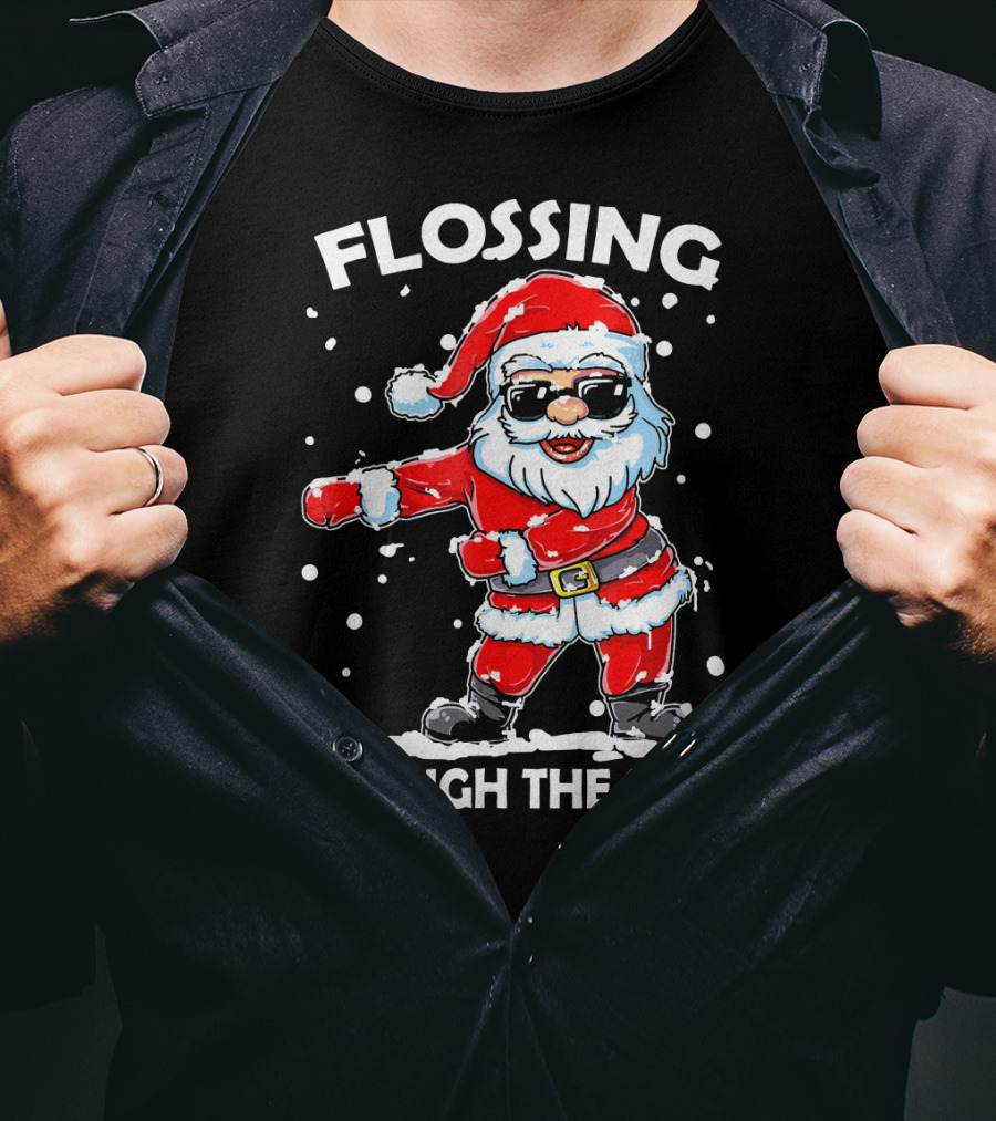 Flossing Through The Snow Santa Sunglasses Floss Dance T-Shirt