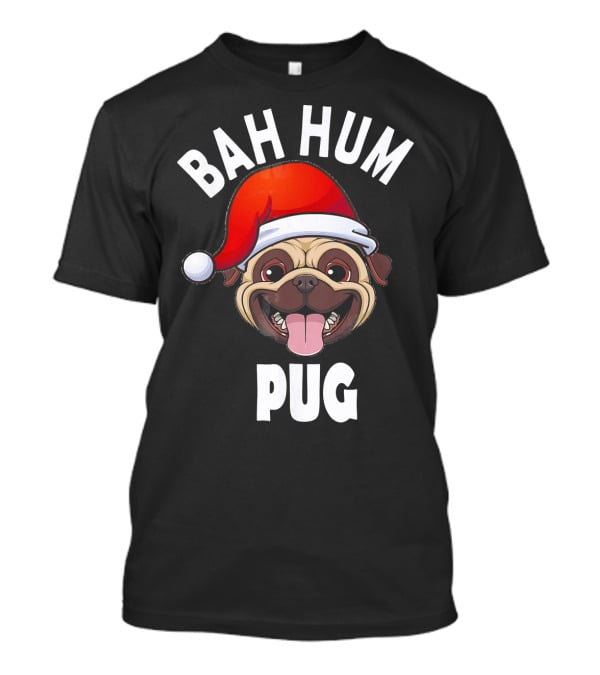 BAH HUM PUG Christmas Pug Lover Santa Hat T-Shirt