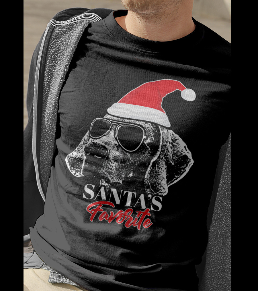 Santa's Favorite Weimaraner With Sunglasses T-Shirt