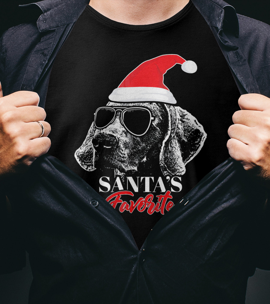 Santa's Favorite Weimaraner With Sunglasses T-Shirt