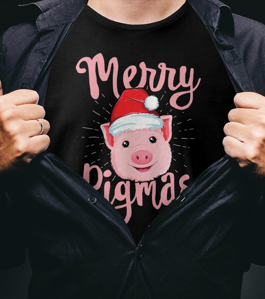 Merry Pigmas Pig Santa Hat T-Shirt