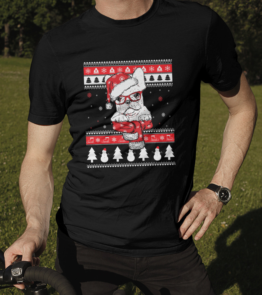 Festive Santa Hat French Bulldog Christmas T-Shirt