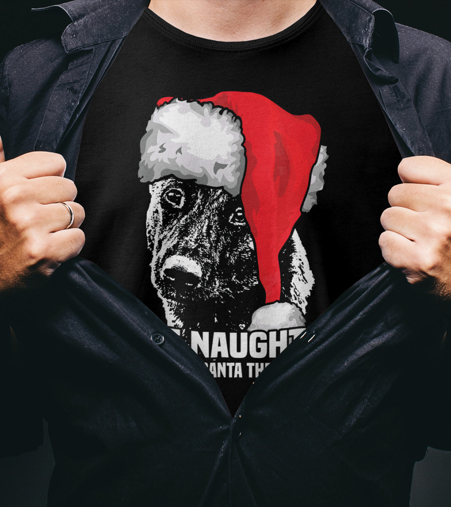 Be Naughty Save Santa The Trip Dutch Shepherd Christmas Santa Hat T-Shirt