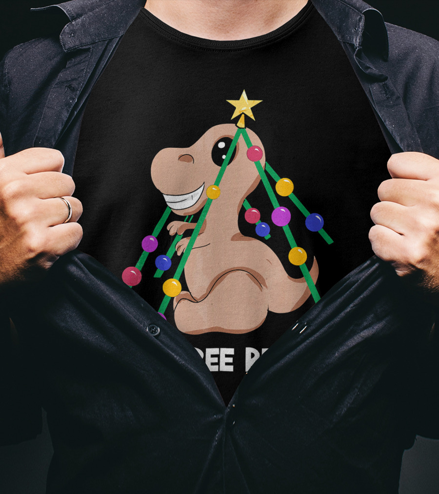 Tree Rex Christmas Dinosaur With Holiday Decoration T-Shirt