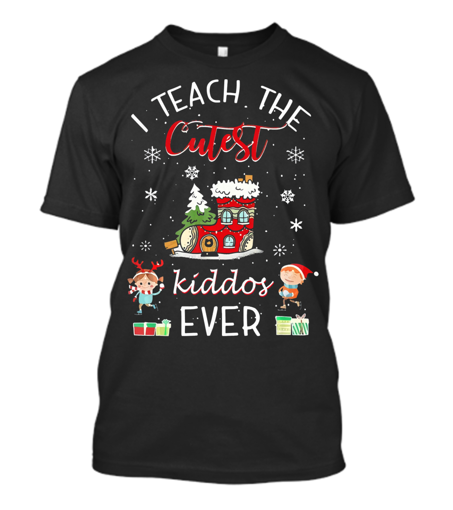 I Teach The Cutest Kiddos Ever Christmas Snowflakes House Elves T-Shirt