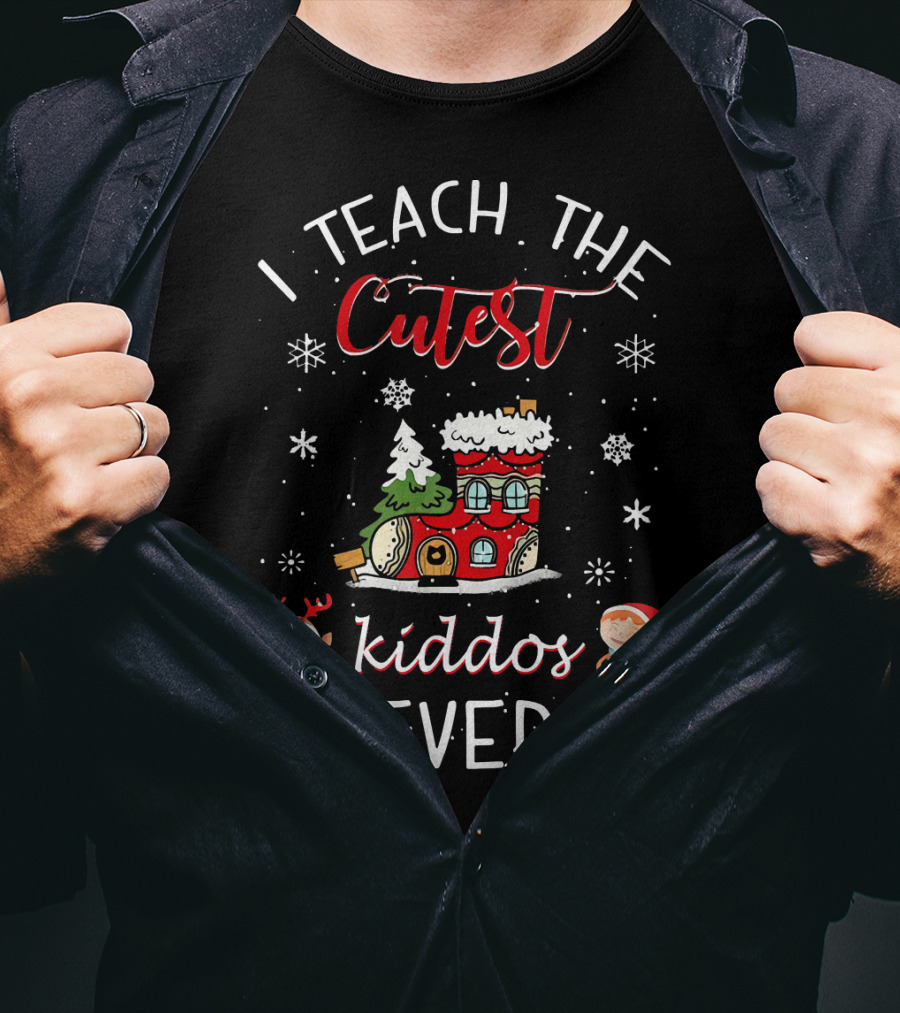 I Teach The Cutest Kiddos Ever Christmas Snowflakes House Elves T-Shirt