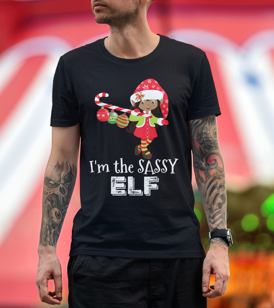 I'm the Sassy Elf African American Girls Christmas T-Shirt