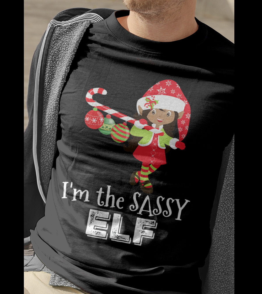 I'm The Sassy Elf African American Girls Christmas T-Shirt