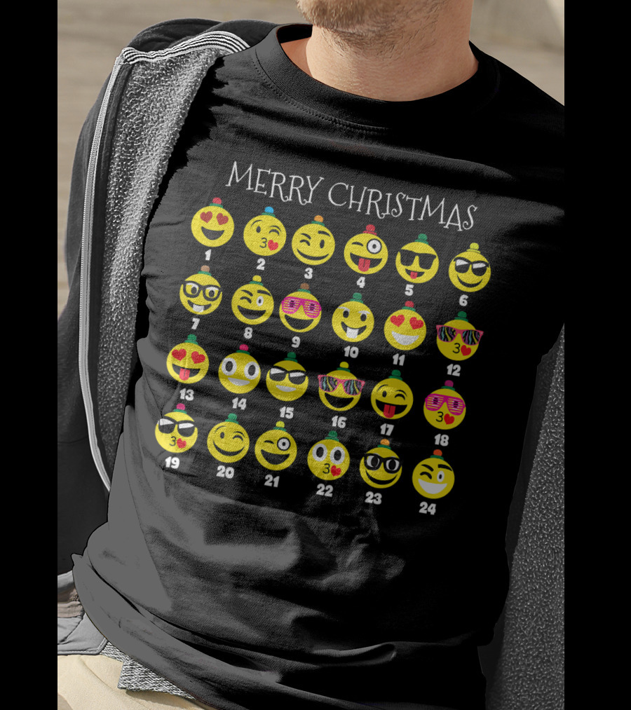 Merry Christmas Emoji Advent Calendar Countdown T-Shirt