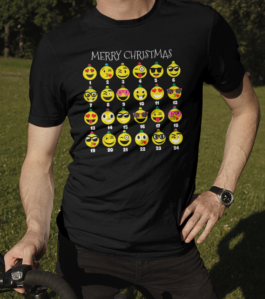 Merry Christmas Emoji Advent Calendar Countdown T-Shirt
