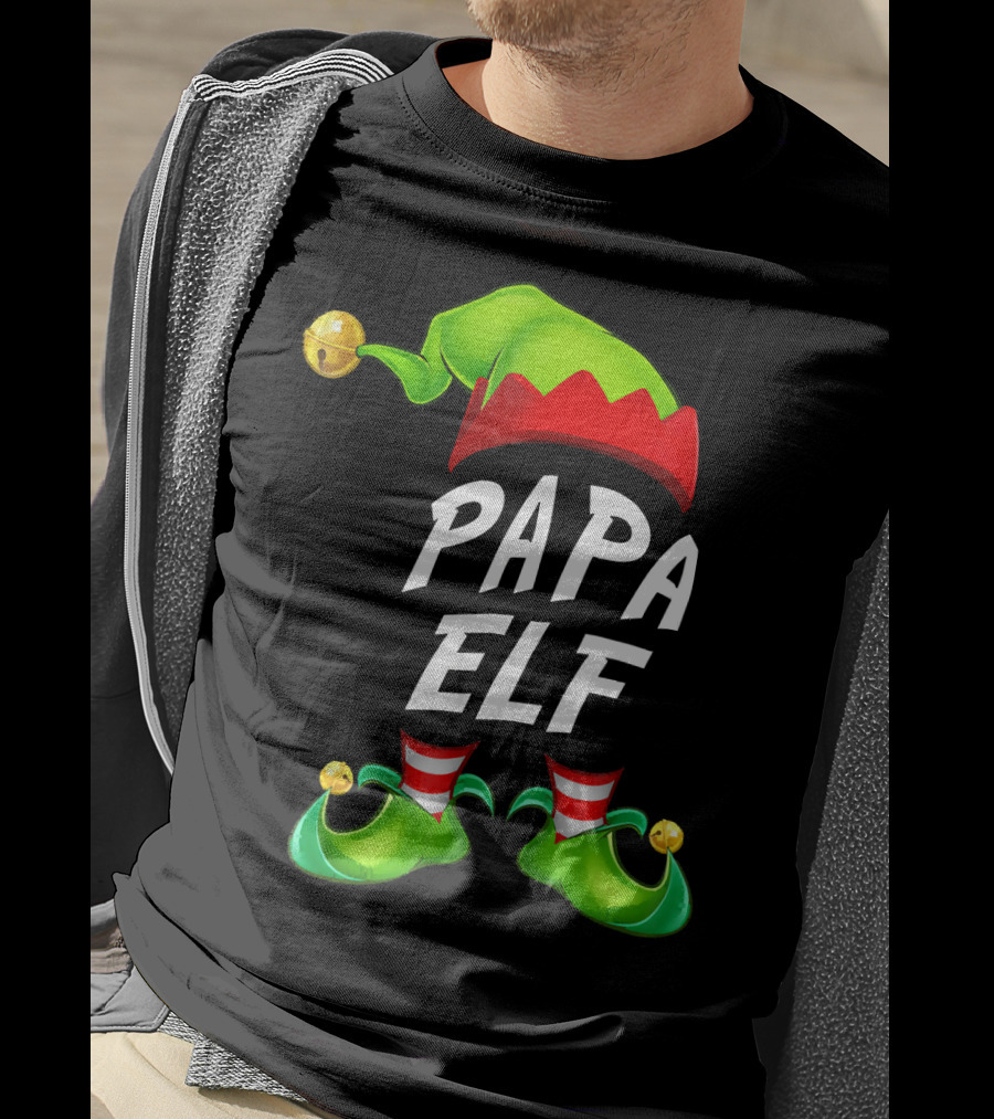 Christmas Papa Elf Green Hat And Shoes Funny Holiday Edition T-Shirt