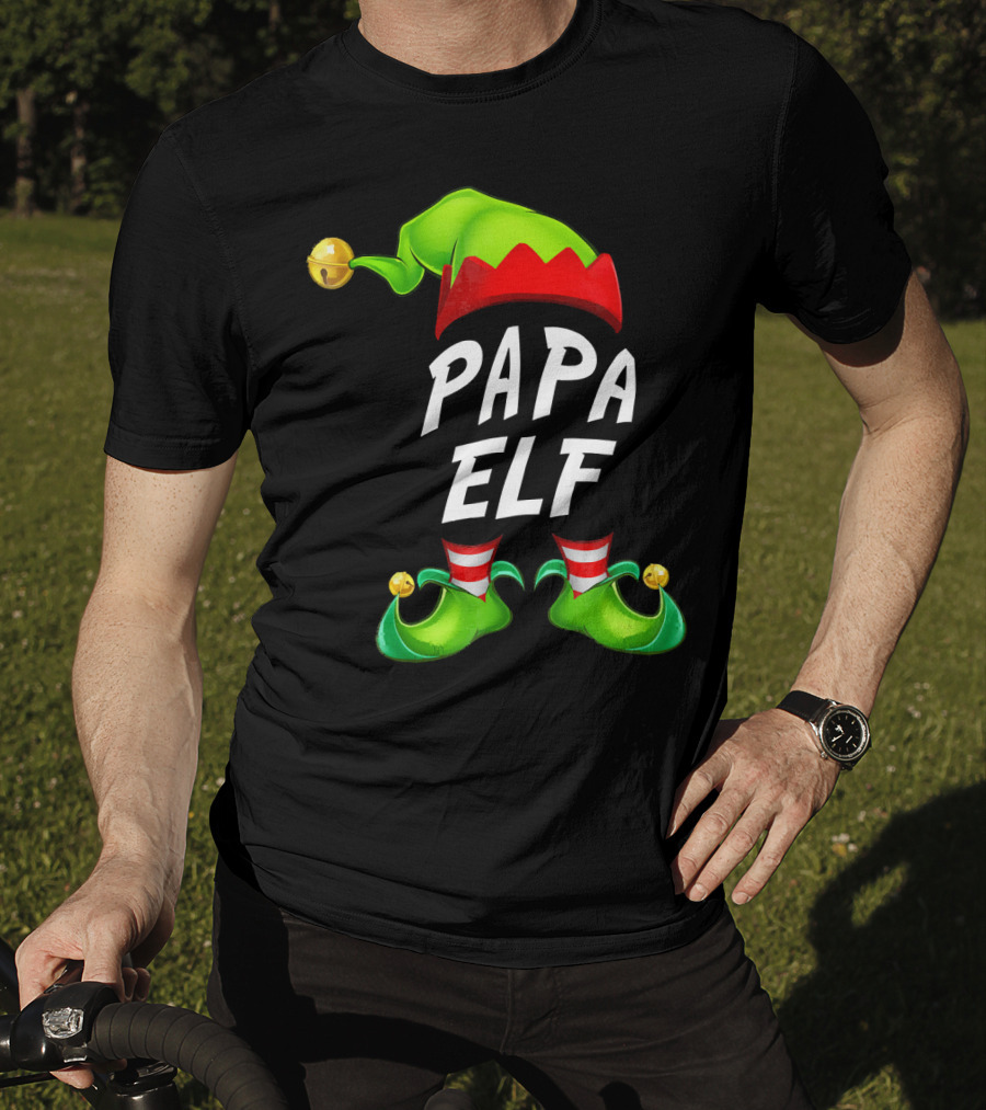 Christmas Papa Elf Green Hat And Shoes Funny Holiday Edition T-Shirt