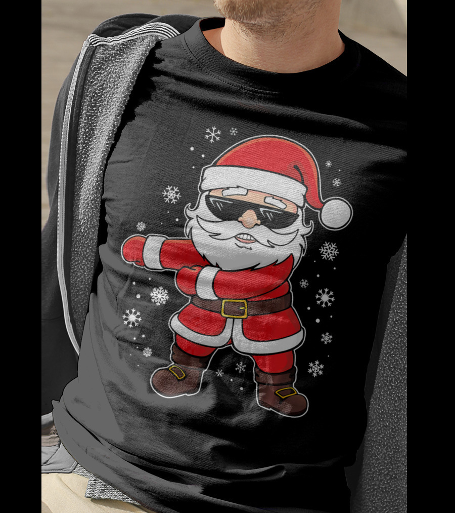 Santa Floss Dance With Snowflakes And Sunglasses T-Shirt