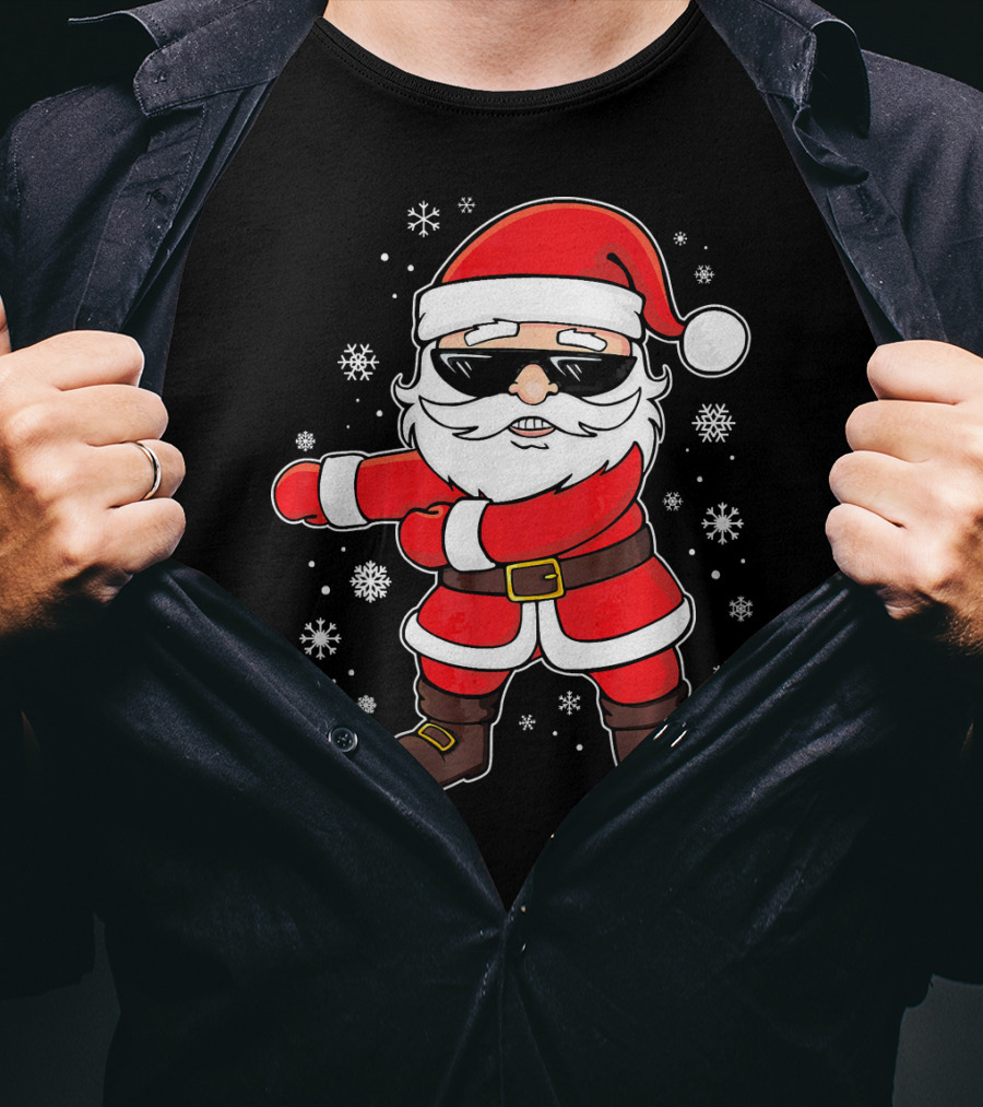 Santa Floss Dance With Snowflakes And Sunglasses T-Shirt