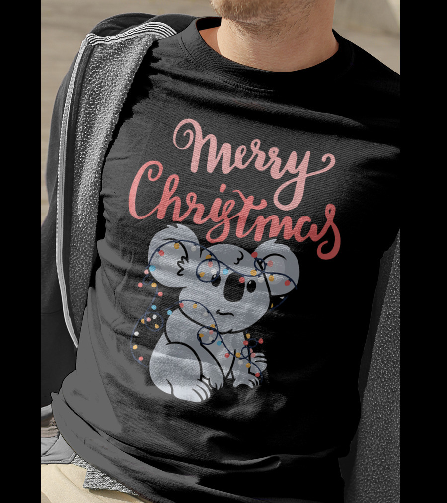 Merry Christmas Koala Bear With Holiday Lights T-Shirt