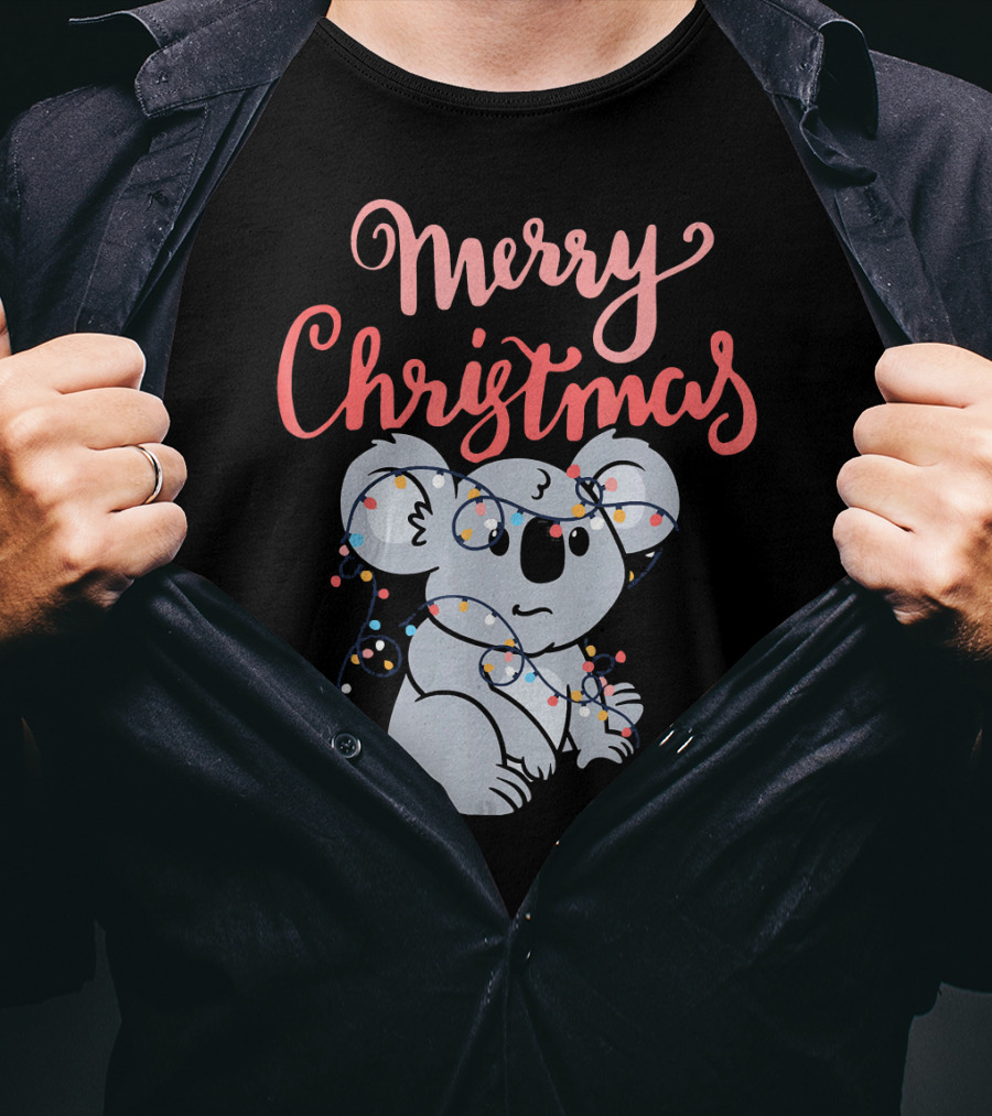 Merry Christmas Koala Bear With Holiday Lights T-Shirt