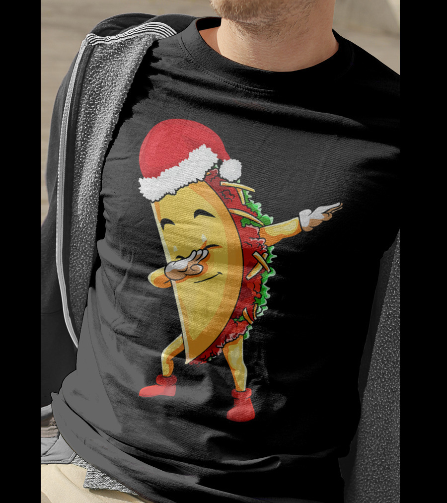Dabbing Taco Santa Christmas Pajama Holiday Dance T-Shirt