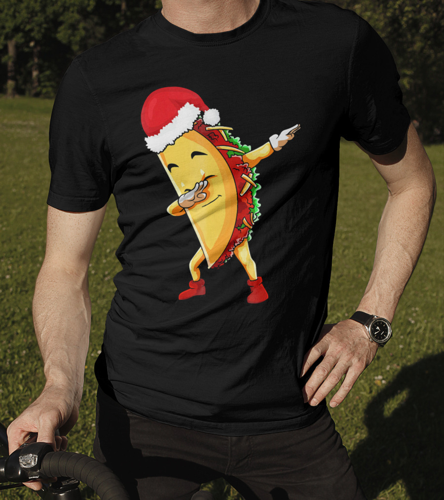 Dabbing Taco Santa Christmas Pajama Holiday Dance T-Shirt