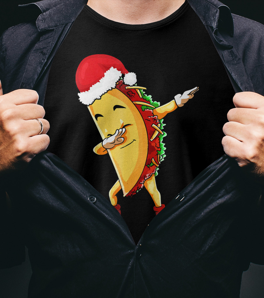 Dabbing Taco Santa Christmas Pajama Holiday Dance T-Shirt