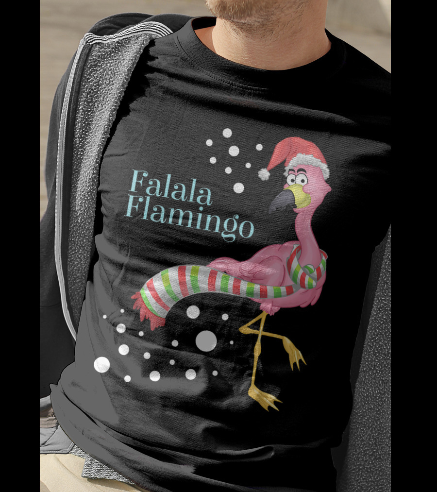 Falala Flamingo Santa Hat Christmas Holiday T-Shirt