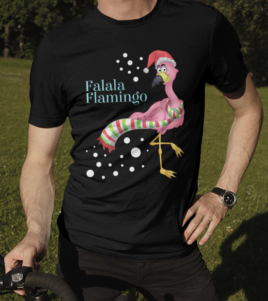 Falala Flamingo Santa Hat Christmas Holiday T-Shirt