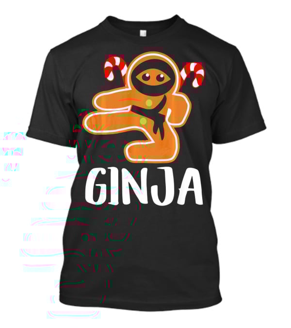 Ginja Ninja Warrior Gingerbread Man With Candy Canes T-Shirt