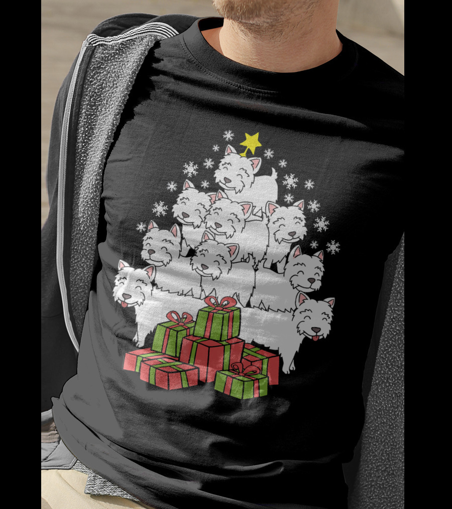 Westie Christmas Tree With Presents And Snowflakes T-Shirt