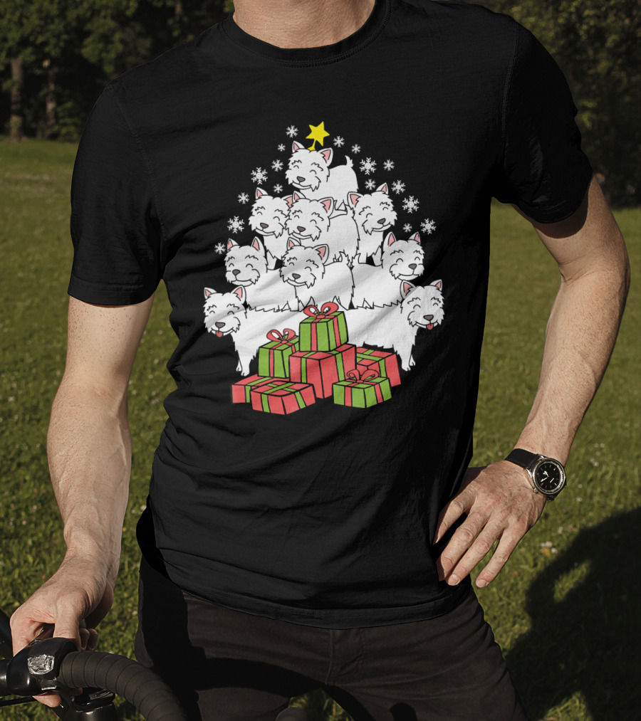 Westie Christmas Tree With Presents And Snowflakes T-Shirt