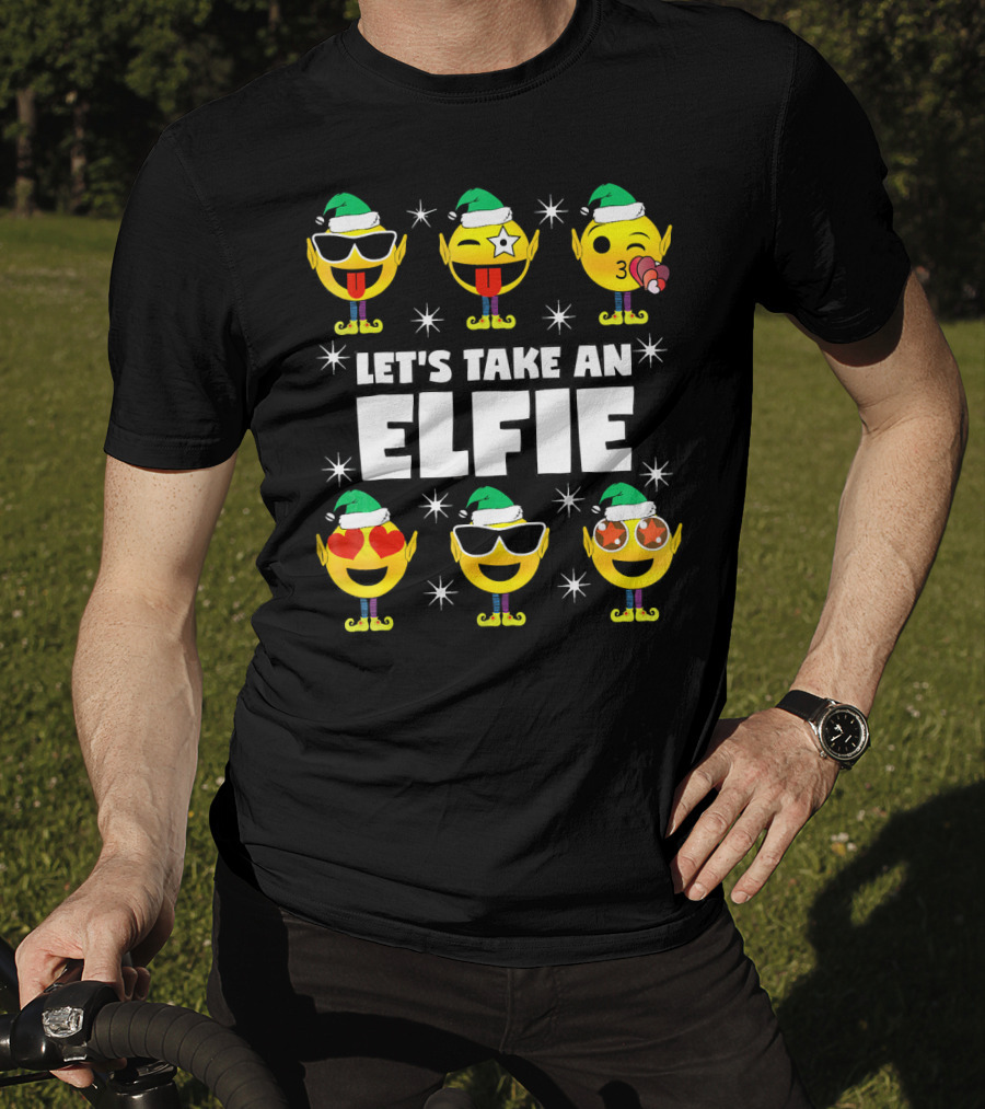 Family Christmas Emoji Elf Let's Take An Elfie T-Shirt