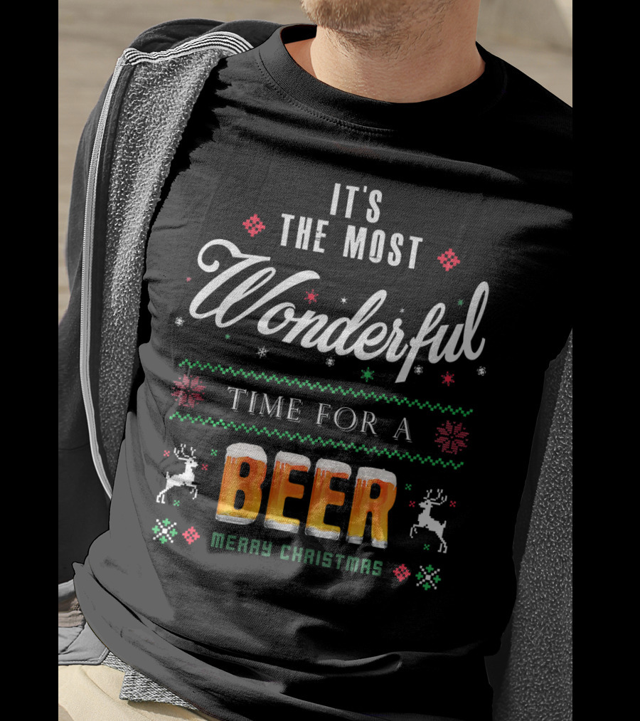 It's The Most Wonderful Time For A Beer Merry Christmas T-Shirt