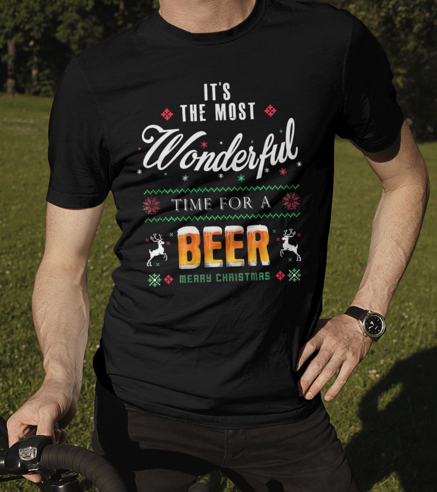 It's The Most Wonderful Time For A Beer Merry Christmas T-Shirt