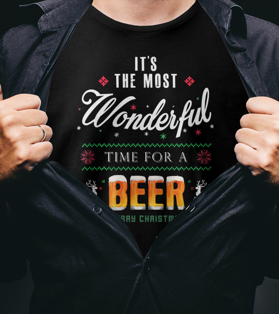 It's The Most Wonderful Time For A Beer Merry Christmas T-Shirt