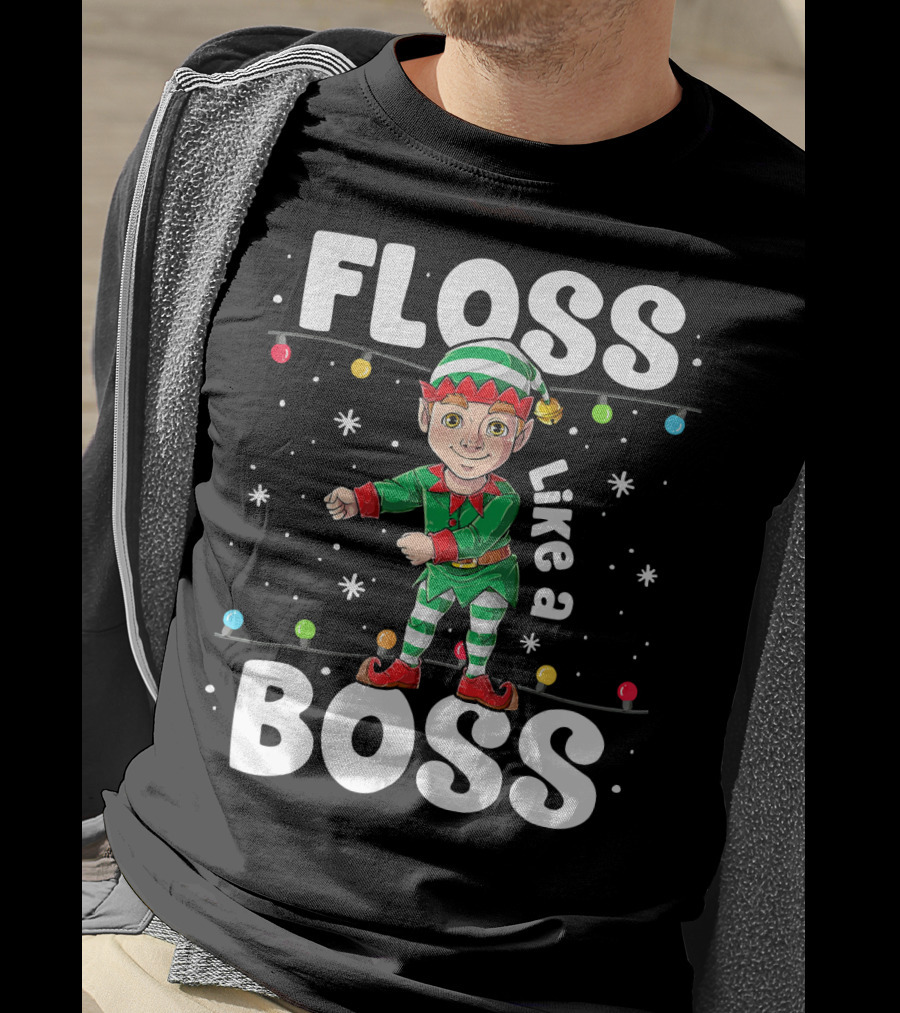 Floss Like A Boss Elf Dance Christmas Lights T-Shirt