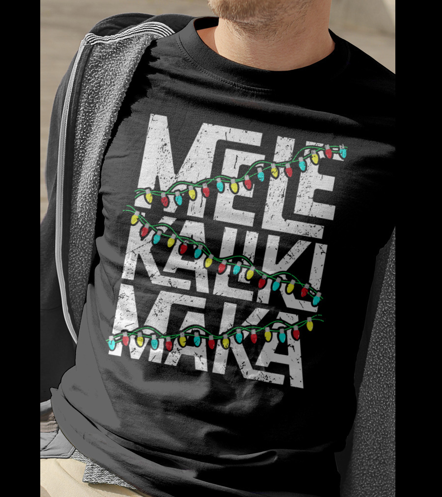 Mele Kalikimaka Hawaiian Christmas Lights Holiday T-Shirt