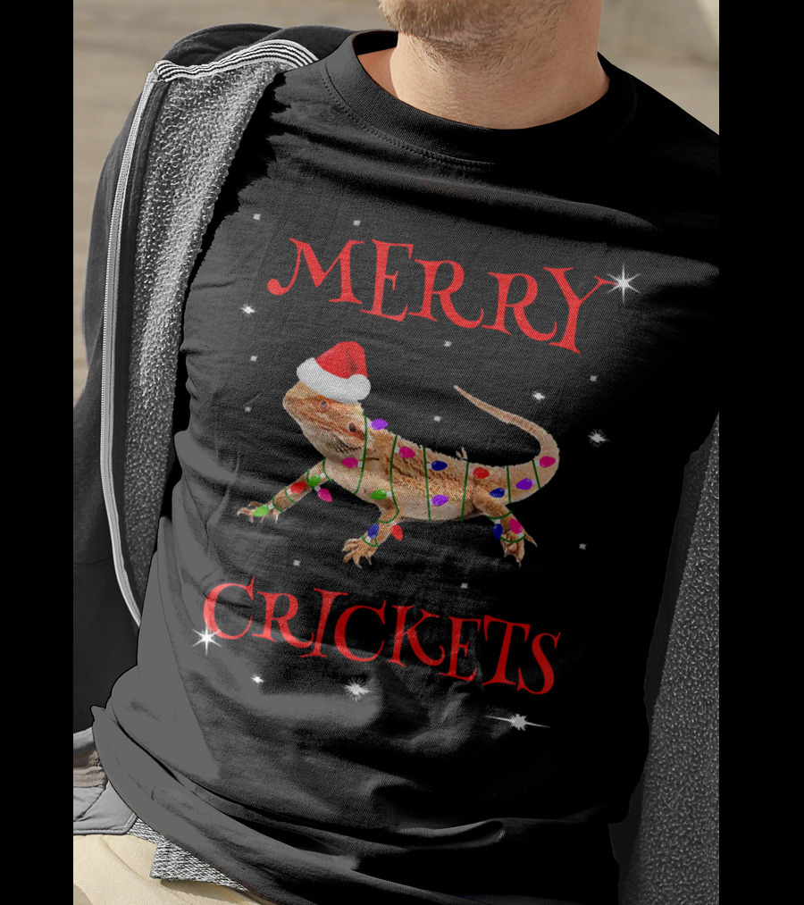 Merry Crickets Funny Bearded Dragon Christmas Me T-Shirt