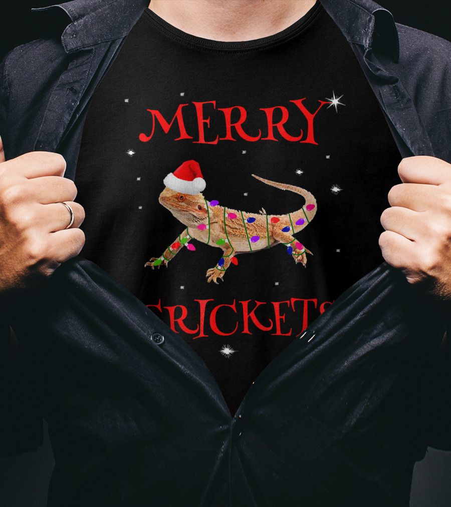 Merry Crickets Funny Bearded Dragon Christmas Me T-Shirt