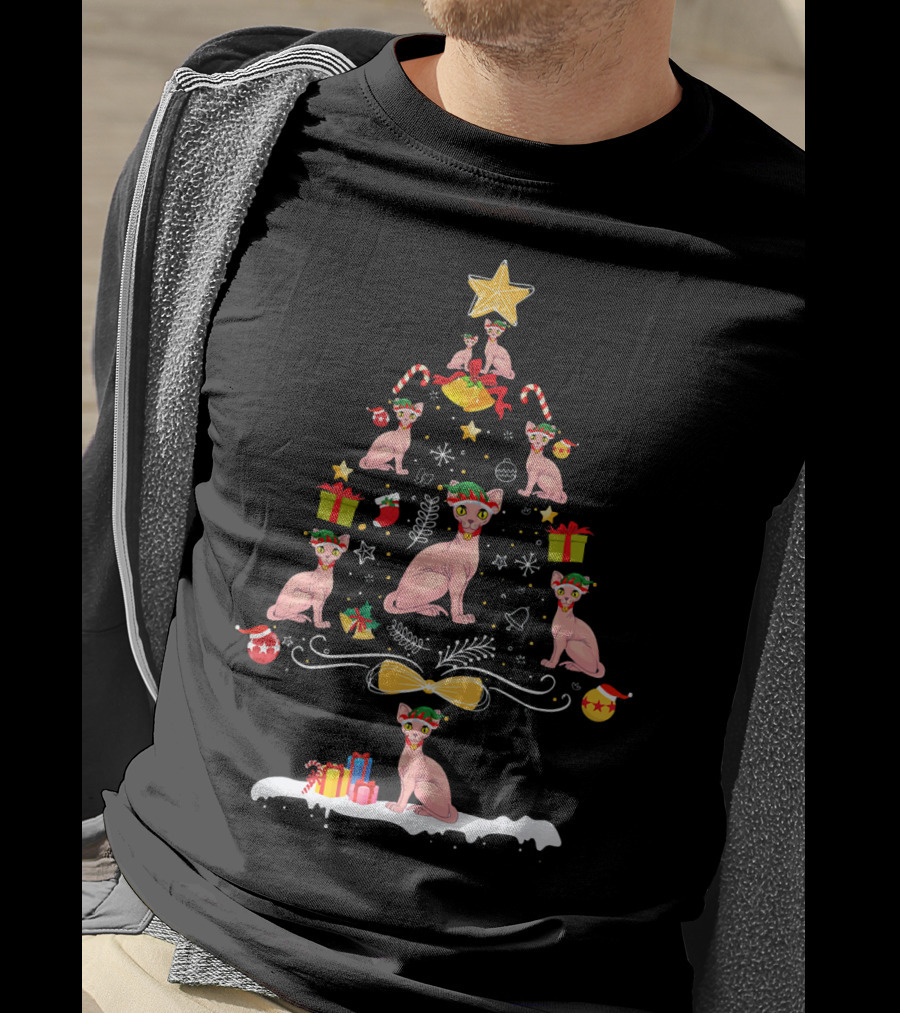 Sphynx Cats Christmas Tree Holiday Ornament Gifts T-Shirt