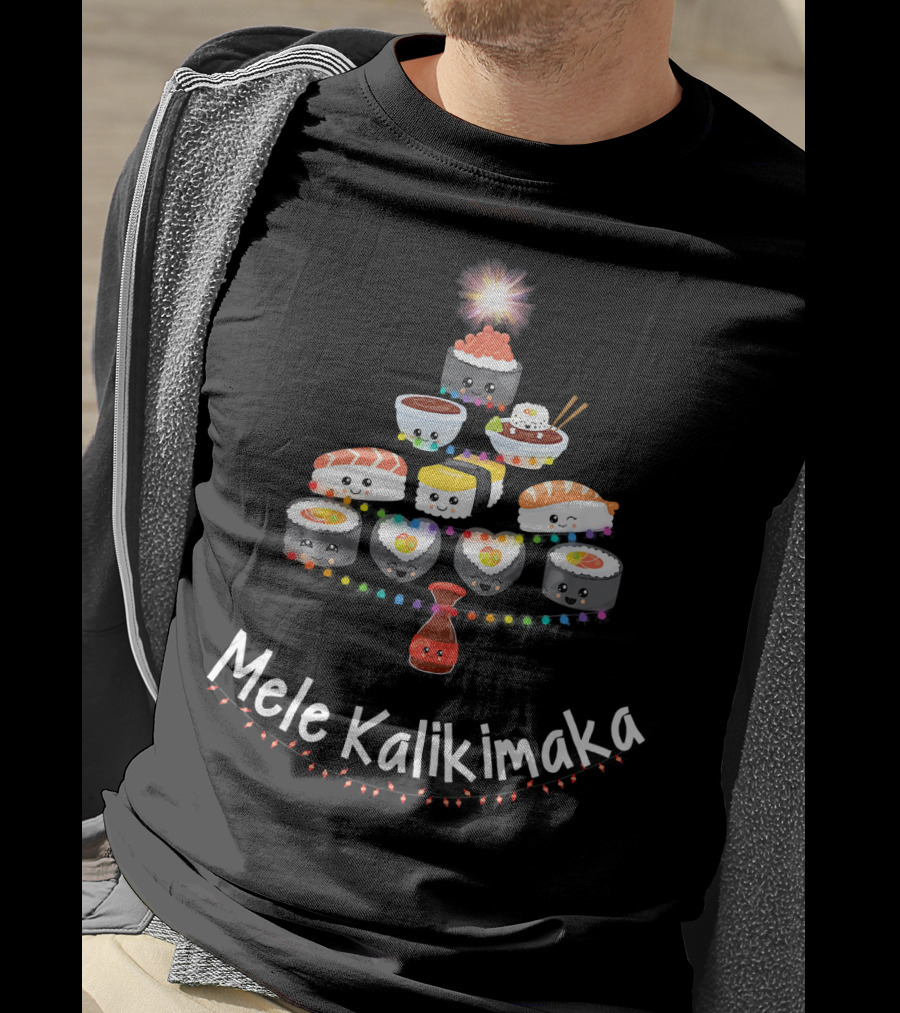 Funny Sushi Christmas Tree Mele Kalikimaka T-Shirt