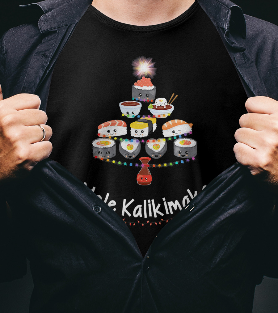 Funny Sushi Christmas Tree Mele Kalikimaka T-Shirt