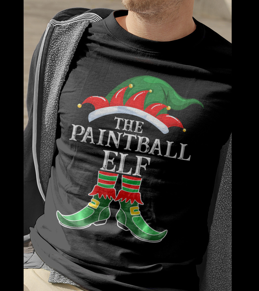 The Paintball Elf Christmas Hat Boots T-Shirt