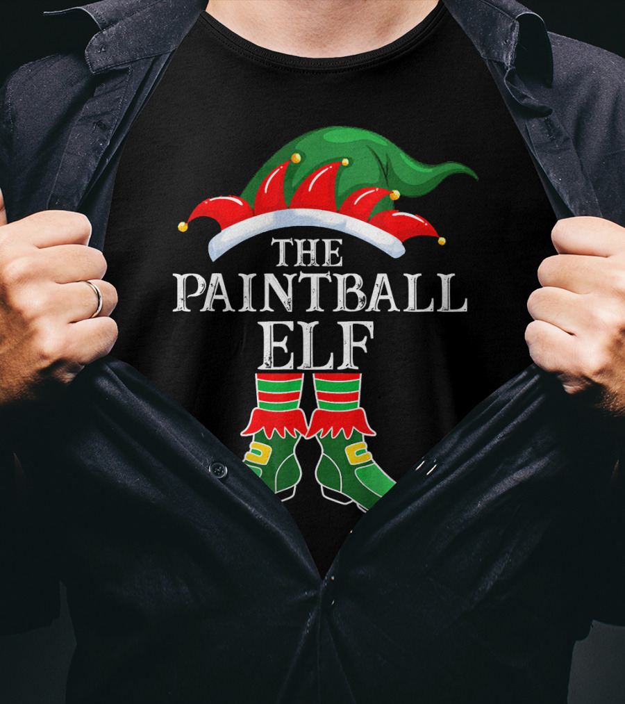 The Paintball Elf Christmas Hat Boots T-Shirt
