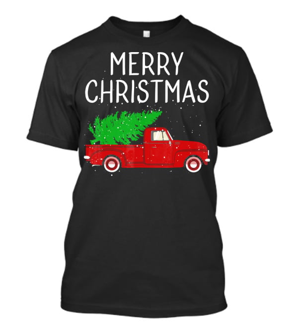 Merry Christmas Vintage Red Truck With Tree T-Shirt