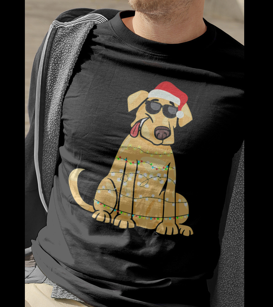 Labrador Santa Claus Christmas Lights Sunglasses T-Shirt