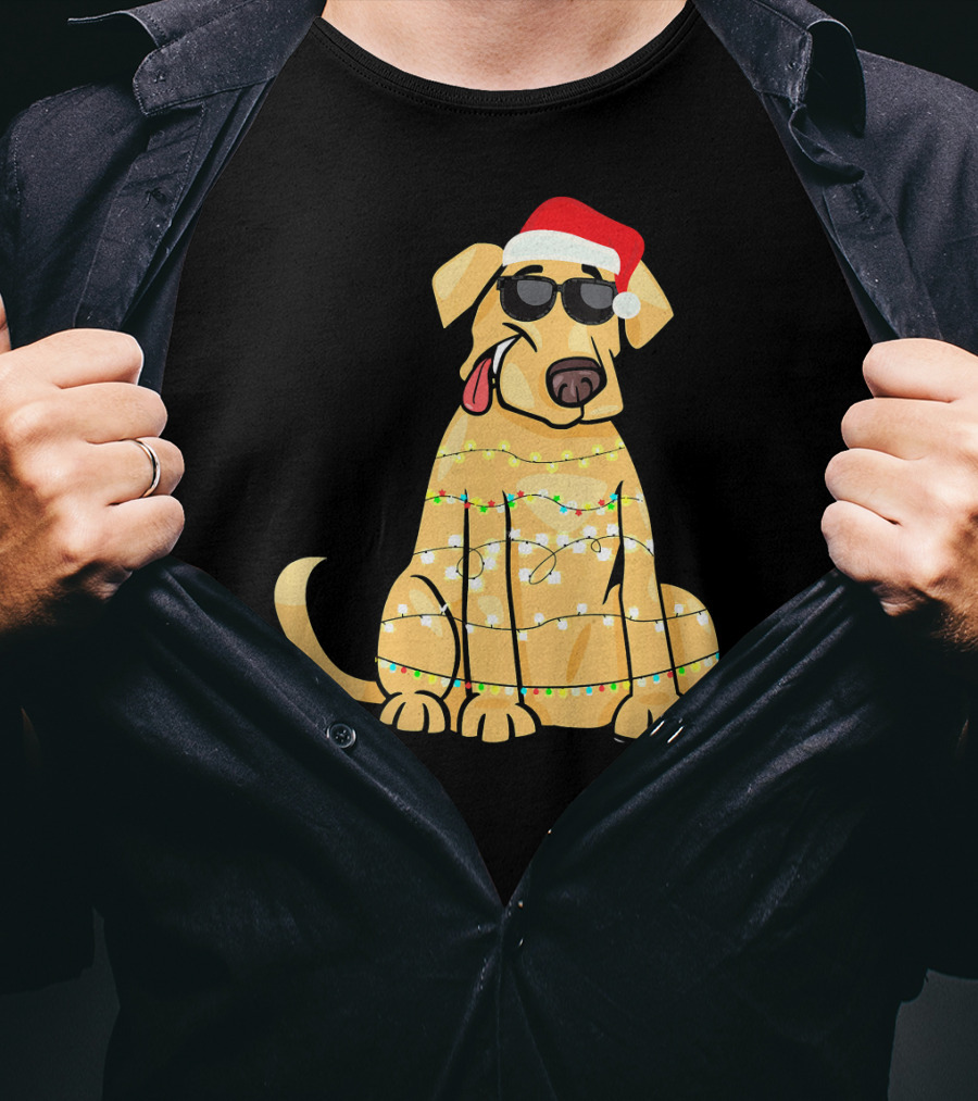 Labrador Santa Claus Christmas Lights Sunglasses T-Shirt
