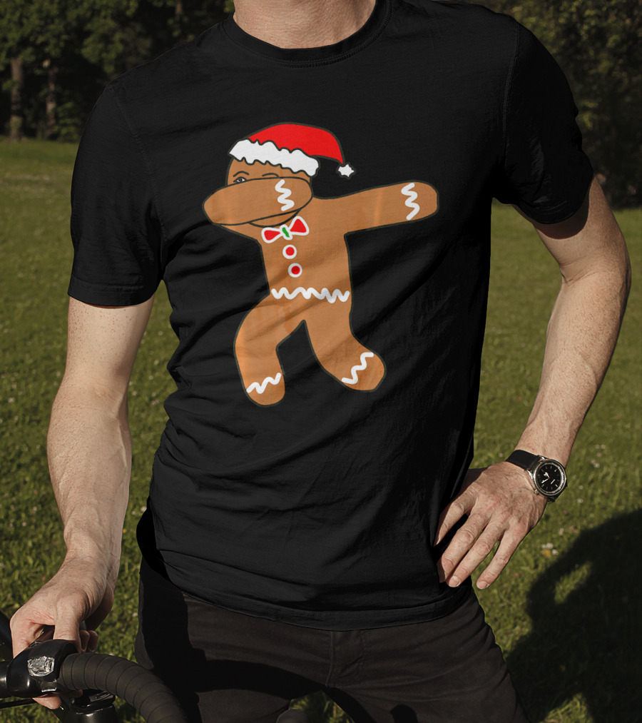 Dabbing Gingerbread Man In Santa Hat T-Shirt