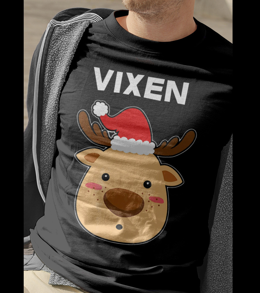 Vixen Santa Hat Reindeer T-Shirt