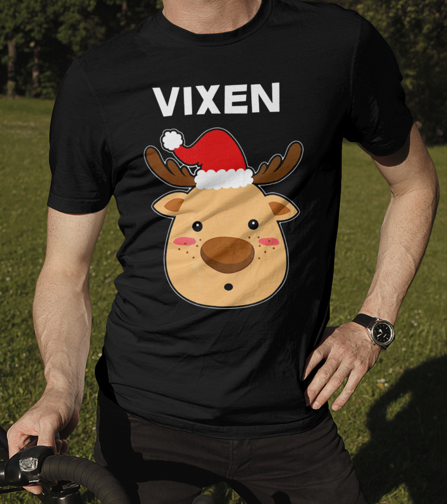 Vixen Santa Hat Reindeer T-Shirt
