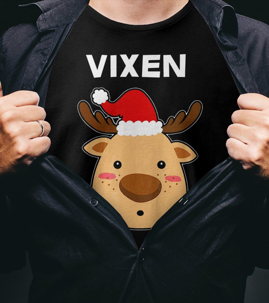 Vixen Santa Hat Reindeer T-Shirt