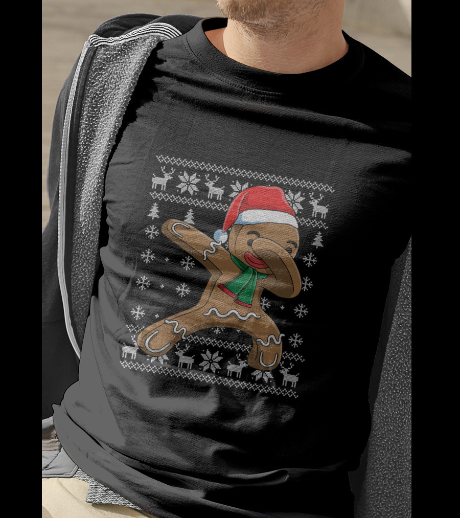 Festive Dabbing Gingerbread Man Christmas T-Shirt