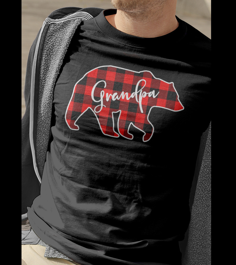 Grandpa Bear Red Plaid Matching Fam Mens T-Shirt